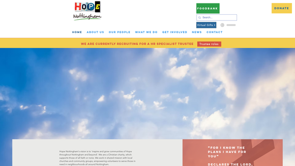 Screenshot of the Hope Nottingham CIO website