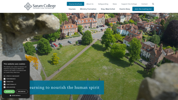 Screenshot of the Sarum College website