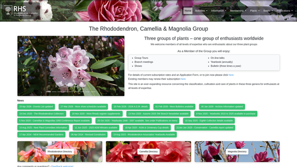 Screenshot of the The Rhododendron Camellia And Magnolia Group website