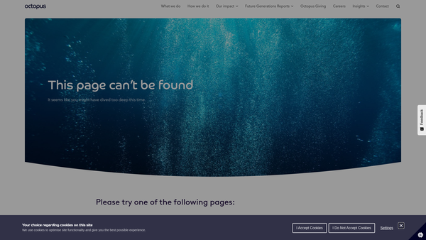 Screenshot of the The Octopus Foundation website