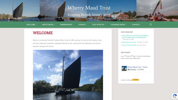 Screenshot of the Wherry Maud Trust website