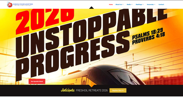 Screenshot of the Kingdom Power Ministries International (Kpmi) website