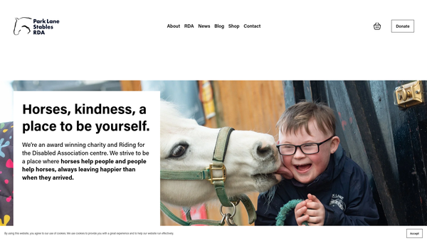Screenshot of the Park Lane Stables Rda website