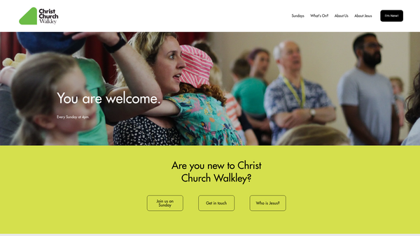 Screenshot of the Christ Church Walkley website