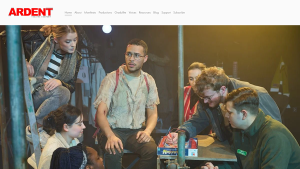 Screenshot of the Ardent Theatre Company website