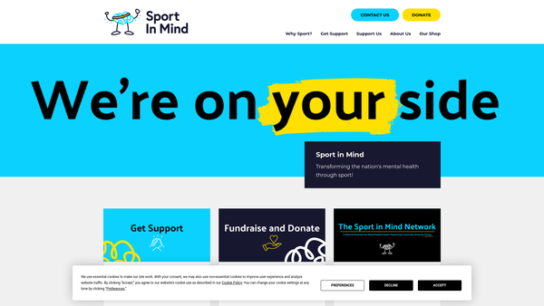 Screenshot of the Sport In Mind website
