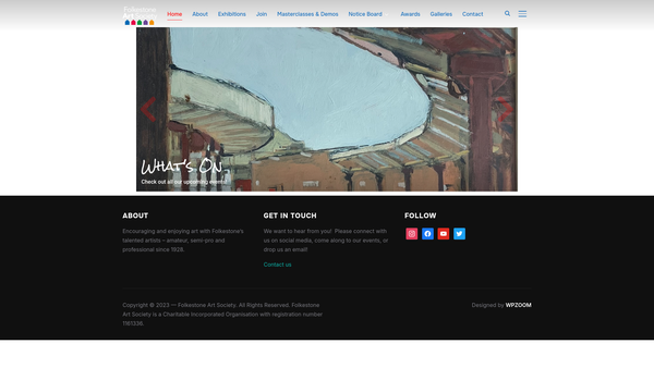 Screenshot of the Folkestone Art Society website