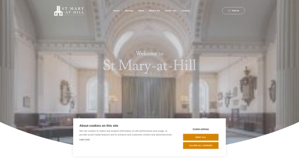 Screenshot of the The Parochial Church Council Of The Ecclesiastical Parish Of St Mary At Hill, St Andrew Hubbard, St George Botolph Lane And St Botolph By Billingsgate website
