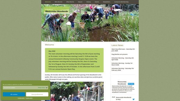 Screenshot of the Friends Of Westcombe Woodlands website