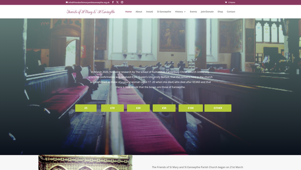 Screenshot of the Friends Of St Mary And St Eanswythe website