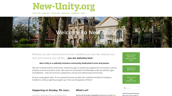 Screenshot of the New Unity website