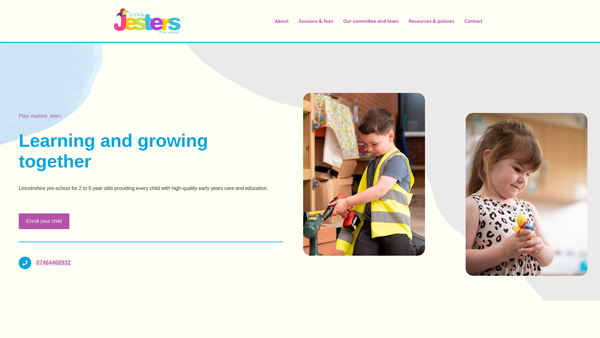 Screenshot of the Little Jesters Pre-School website