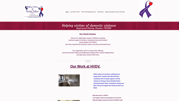 Screenshot of the Hvdv (Helping Victims Of Domestic Violence In Wiltshire) website