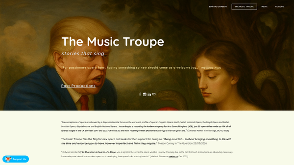 Screenshot of the The Music Troupe website