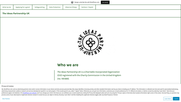 Screenshot of the The Ideas Partnership UK website