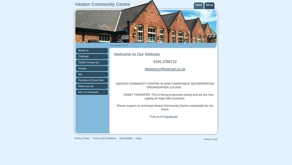 Screenshot of the Heaton Community Centre CIO website