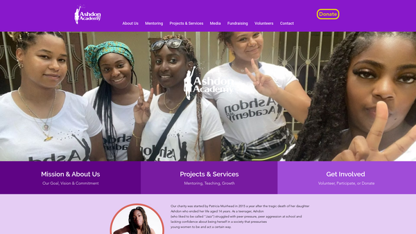Screenshot of the Ashdon Jazz Academy website