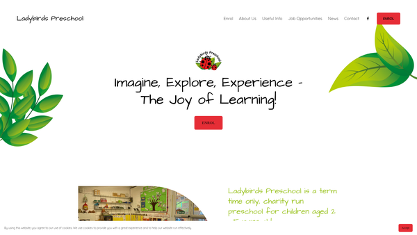 Screenshot of the Ladybirds Pre-School Newbury website