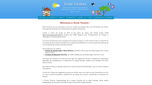 Screenshot of the Ecole Tricolore website
