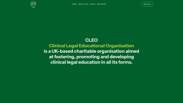 Screenshot of the Clinical Legal Education Organisation website