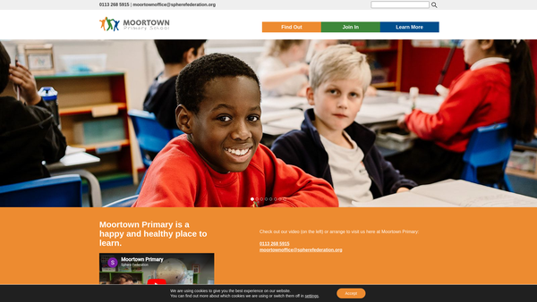 Screenshot of the Moortown Primary School Parent Teacher Association website