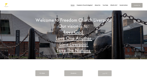 Screenshot of the Freedom Church Liverpool website
