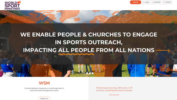 Screenshot of the World Sport Ministries website
