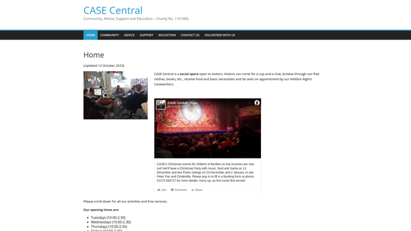 Screenshot of the Community, Advice, Support And Education website