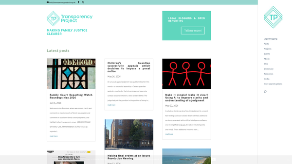 Screenshot of the The Transparency Project website