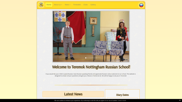 Screenshot of the Teremok - Nottingham Russian School website