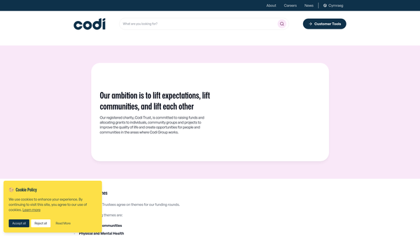 Screenshot of the Codi Trust Limited website