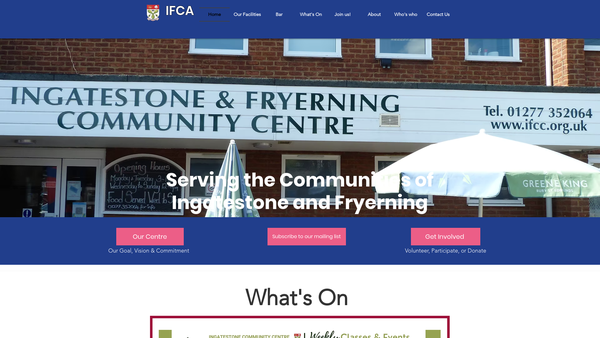 Screenshot of the Ingatestone & Fryerning Community Association CIO website