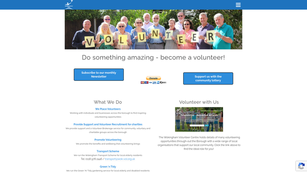 Screenshot of the The Wokingham Volunteer Centre website