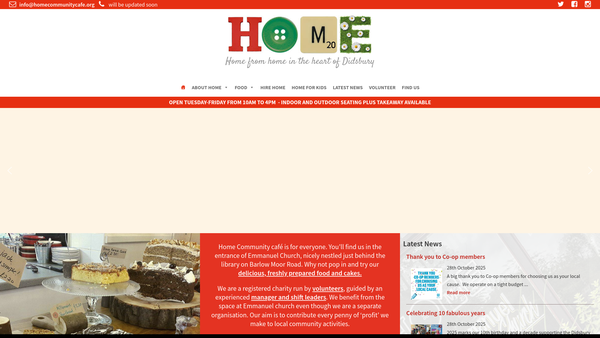 Screenshot of the Home Community Cafe website