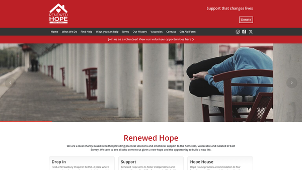 Screenshot of the Renewed Hope Trust website
