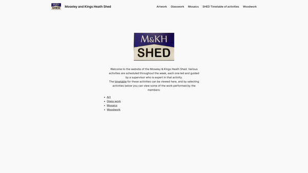 Screenshot of the Moseley & Kings Heath Shed website