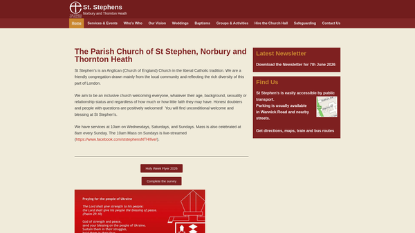 Screenshot of the St Stephen's Pcc website