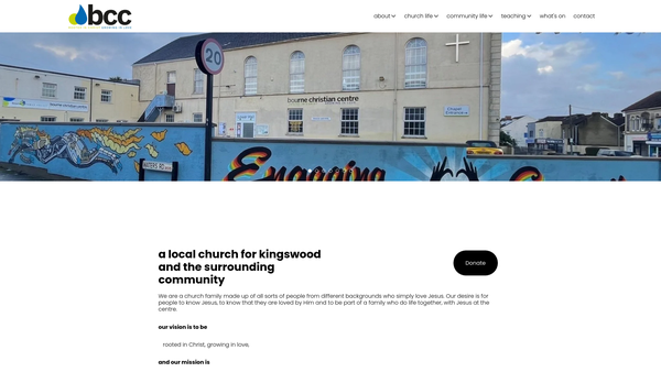 Screenshot of the Bourne Christian Centre website