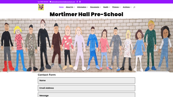 Screenshot of the Mortimer Hall Pre-School website