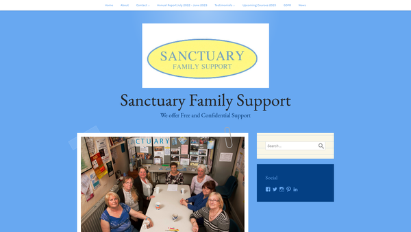 Screenshot of the Sanctuary Family Support website