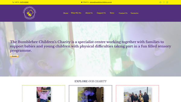 Screenshot of the The Bumblebee Children's Charity website
