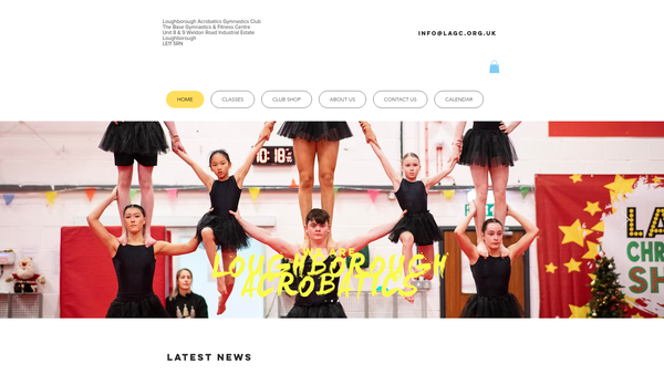 Screenshot of the Loughborough Acrobatic Gymnastics Club website