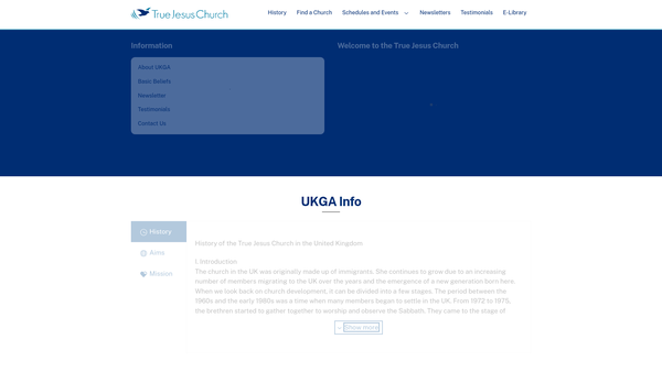 Screenshot of the The General Assembly Of The True Jesus Church, United Kingdom website