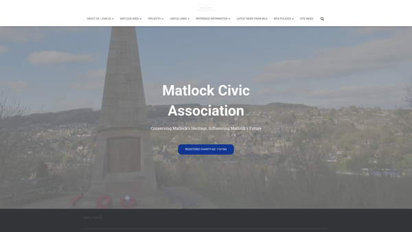 Screenshot of the Matlock Civic Association website