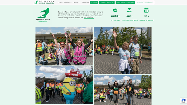 Screenshot of the Beacon of Peace website