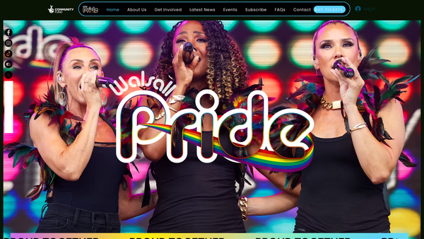 Screenshot of the Walsall Pride For All website