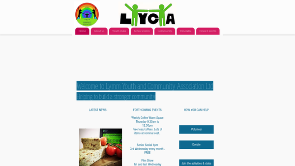 Screenshot of the Lymm Youth & Community Association Limited website