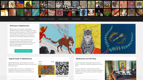 Screenshot of the Mythstories website