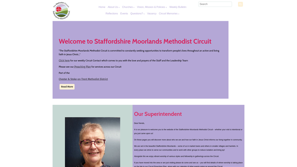 Screenshot of the Staffordshire Moorlands Methodist Circuit website