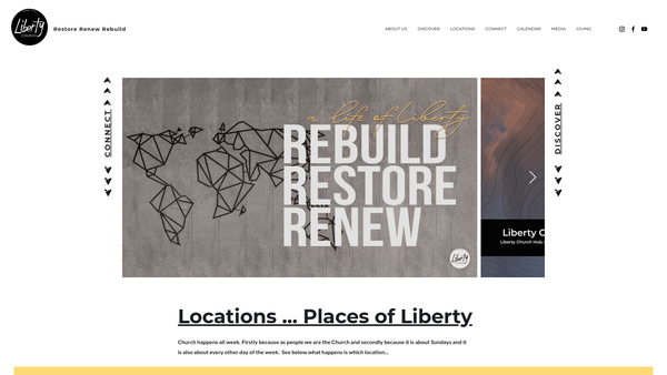Screenshot of the Liberty Church website